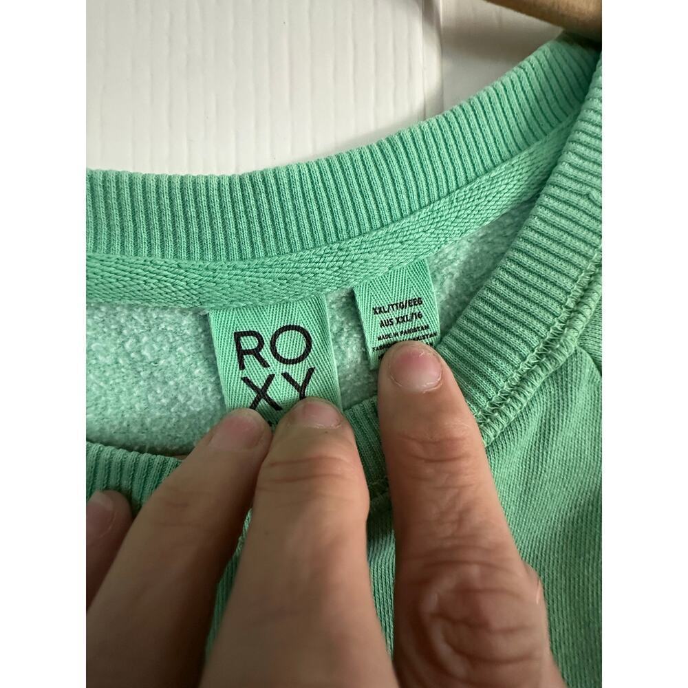 ROXY Women's Green Crew Neck Breaking Waves Sweatshirt Size XXL - Picture 7 of 8
